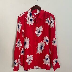 Equipment Red and White Floral Button-Down Shirt